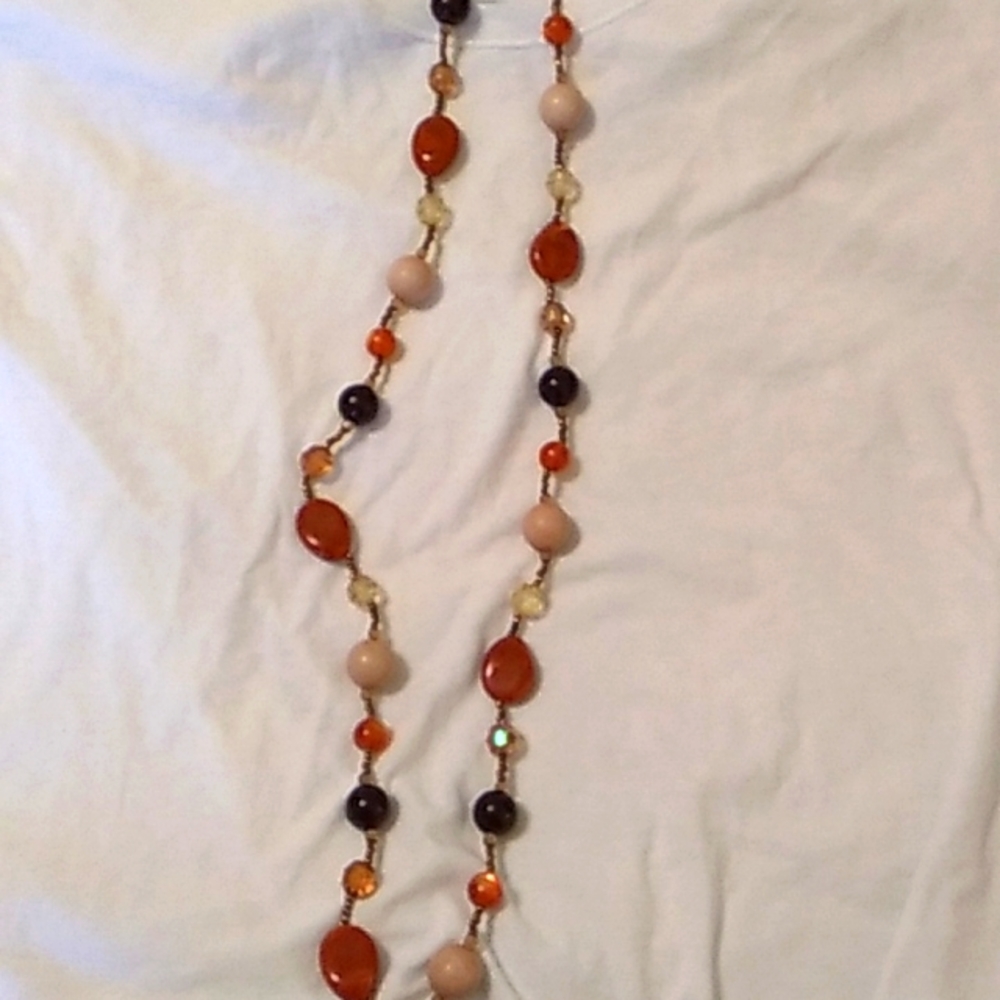 Long fall colors necklace